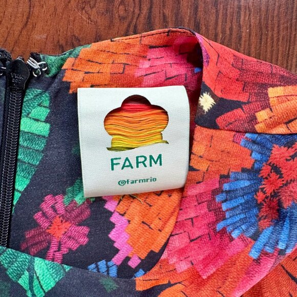 FARM Rio Black Blooming Garden Lenzin Ecovero Viscose Midi Dress Size M - Picture 13 of 16